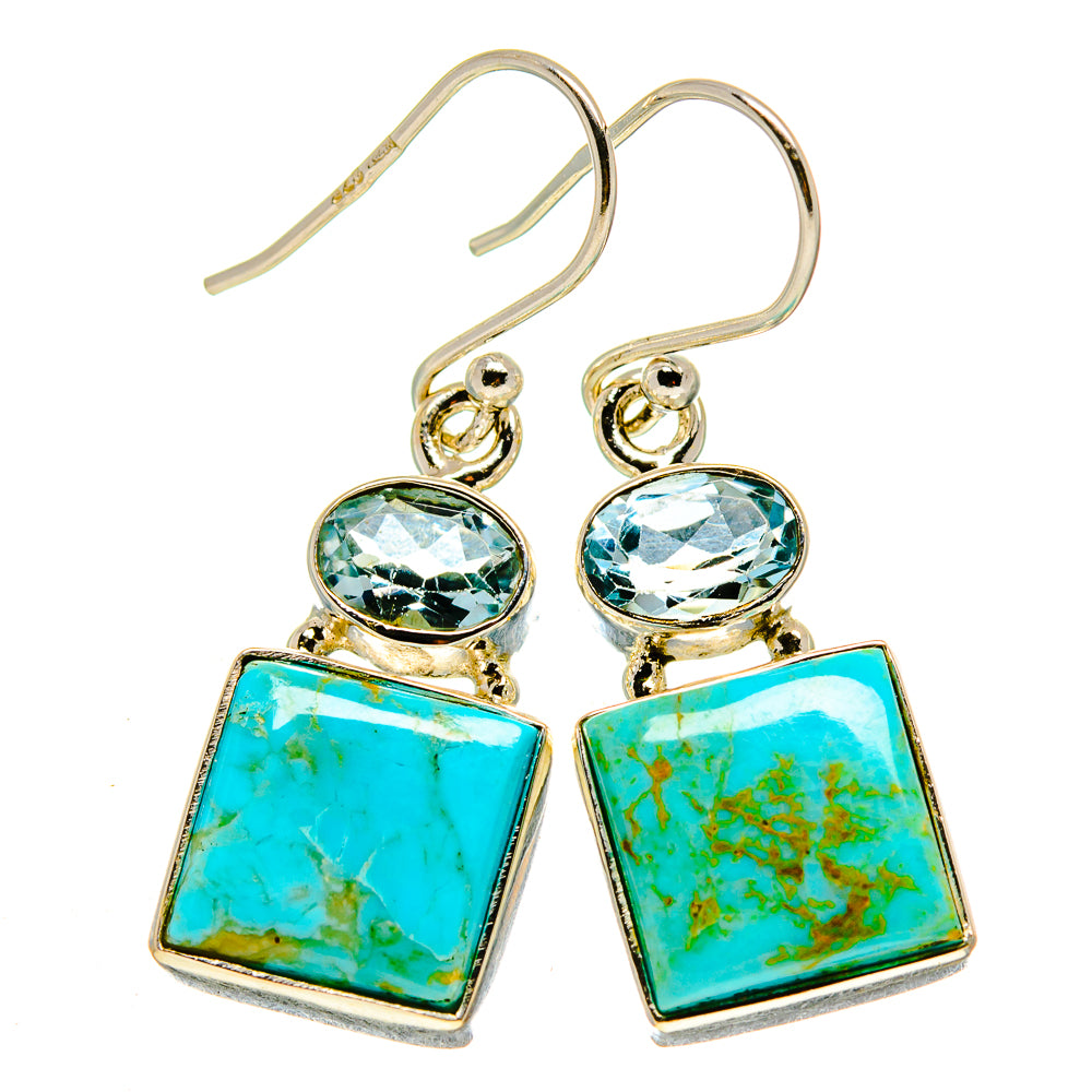 Arizona Turquoise, Blue Topaz Earrings handcrafted by Anasilvercos - EARR413678