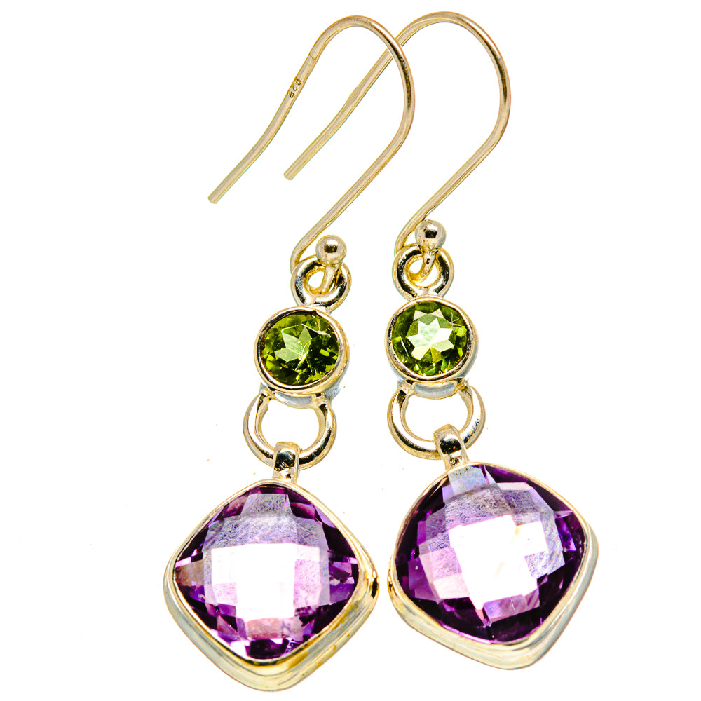 Faceted Amethyst, Peridot Earrings handcrafted by Anasilvercos - EARR413682