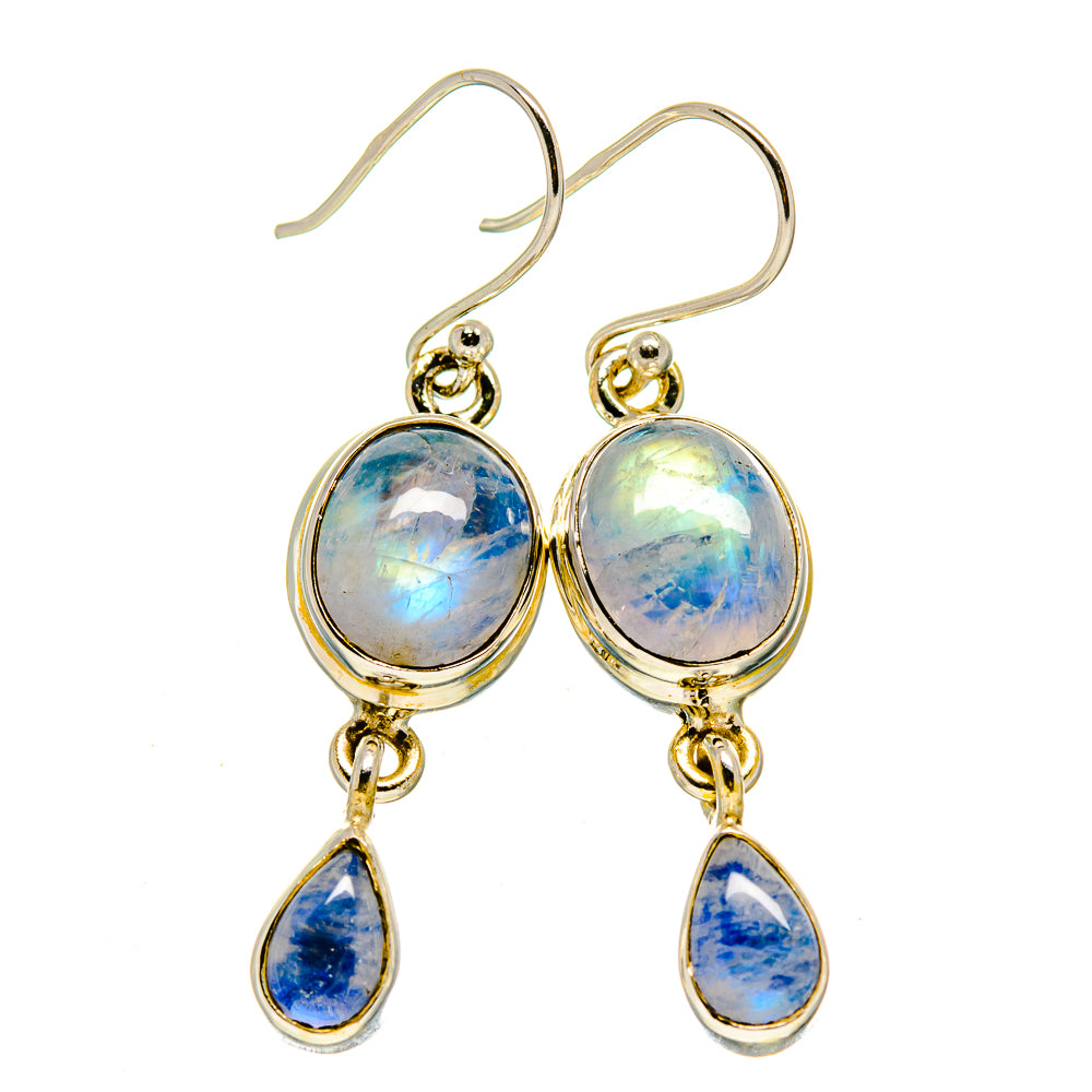 Rainbow Moonstone Earrings handcrafted by Anasilvercos - EARR413696