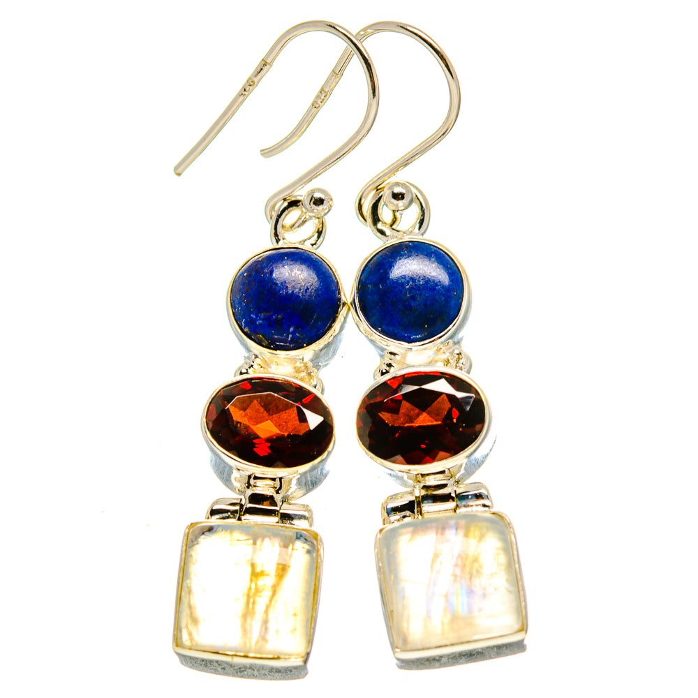 Rainbow Moonstone Earrings handcrafted by Anasilvercos - EARR413698