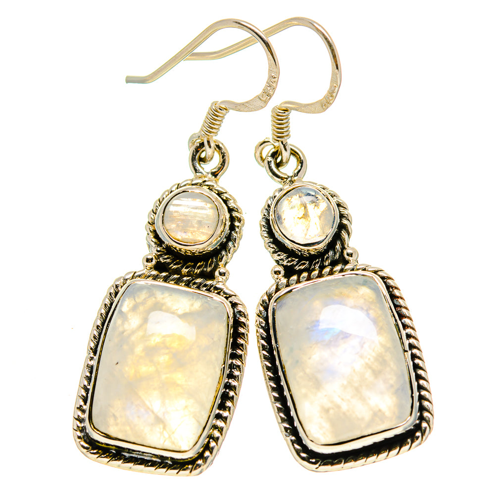 Rainbow Moonstone Earrings handcrafted by Anasilvercos - EARR413702
