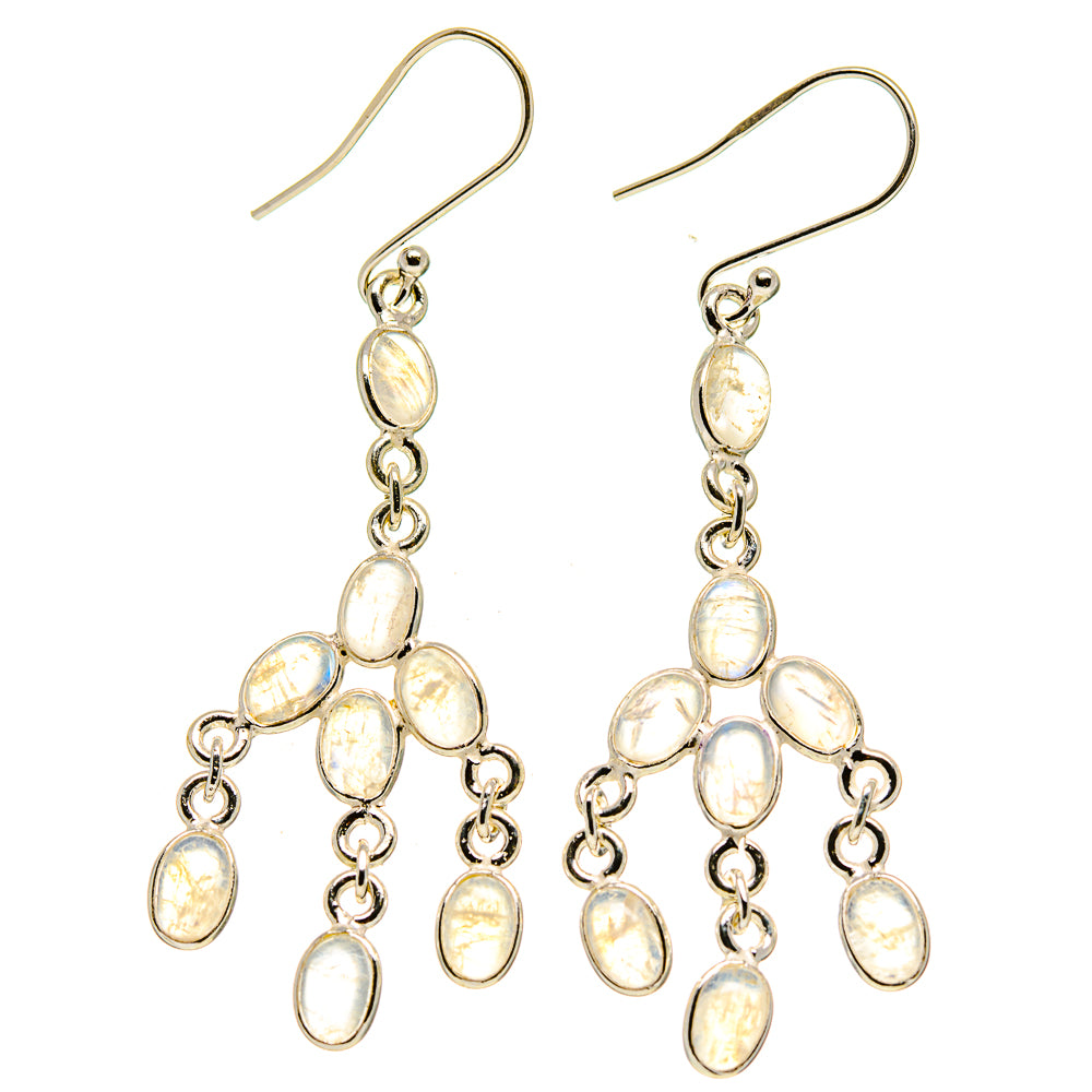 Rainbow Moonstone Earrings handcrafted by Anasilvercos - EARR413705