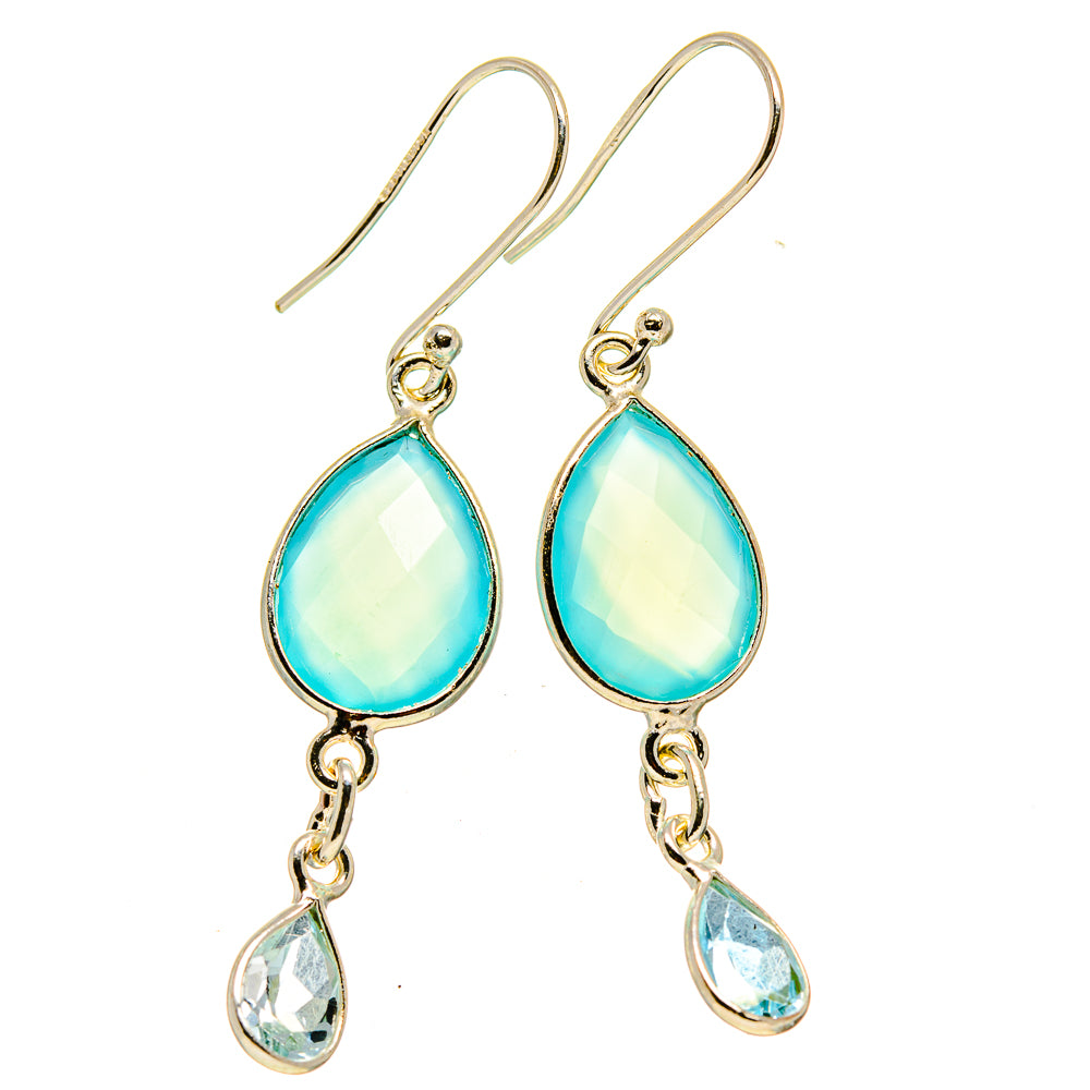 Aqua Chalcedony Earrings handcrafted by Anasilvercos - EARR413706