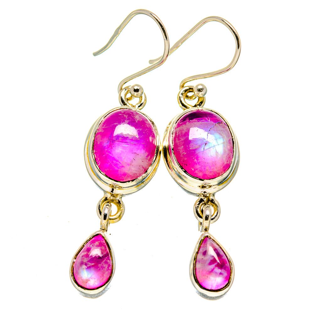 Pink Moonstone Earrings handcrafted by Anasilvercos - EARR413715