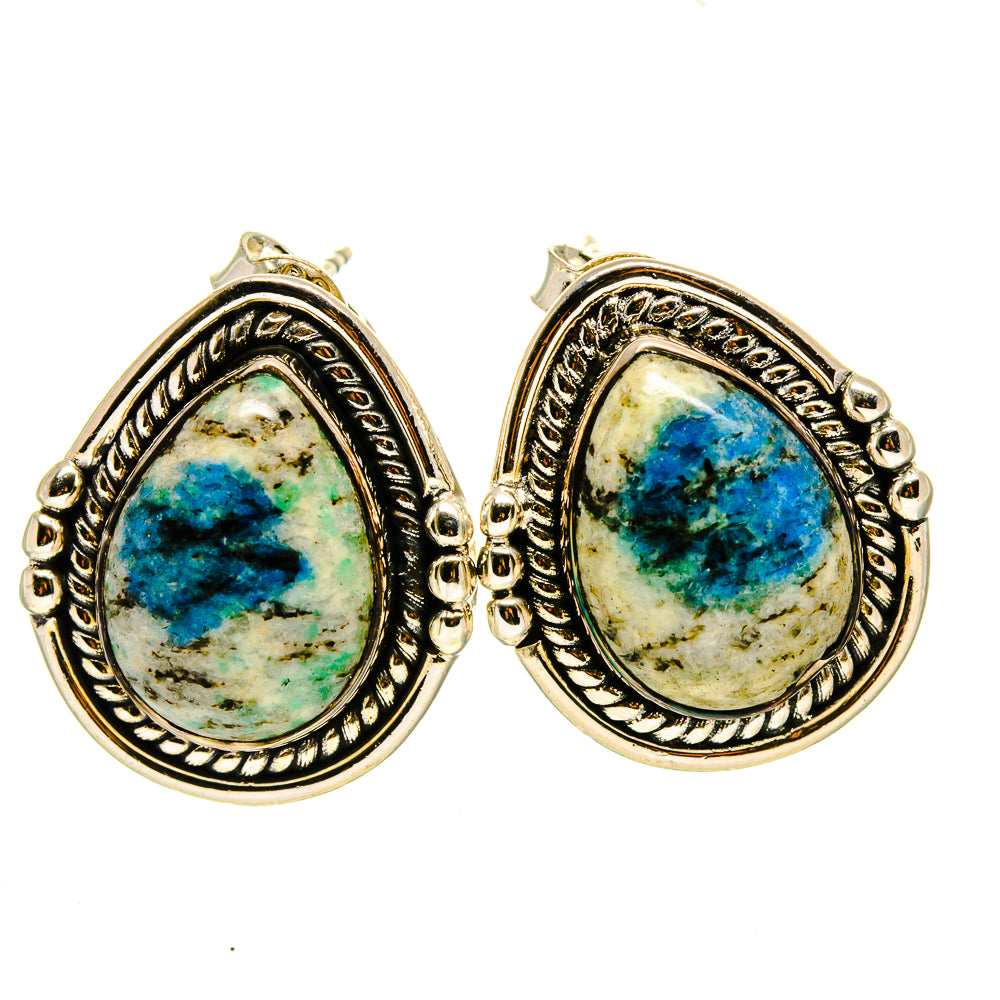K2 Blue Azurite Earrings handcrafted by Anasilvercos - EARR413721