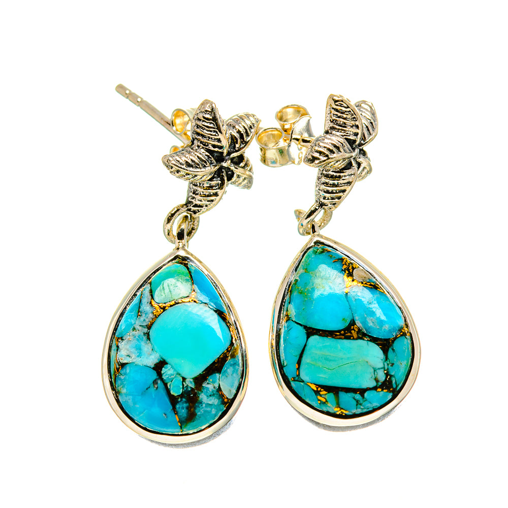 Blue Copper Composite Turquoise Starfish Earrings handcrafted by Anasilvercos - EARR413732