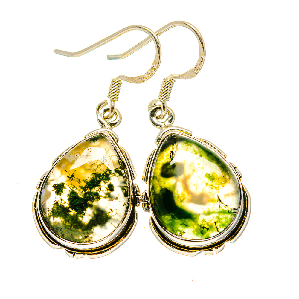 Green Moss Agate Earrings handcrafted by Anasilvercos - EARR413750