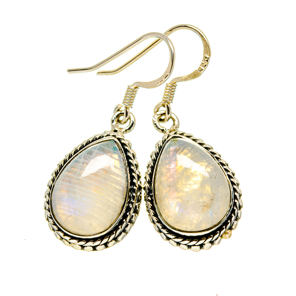 Rainbow Moonstone Earrings handcrafted by Anasilvercos - EARR413753