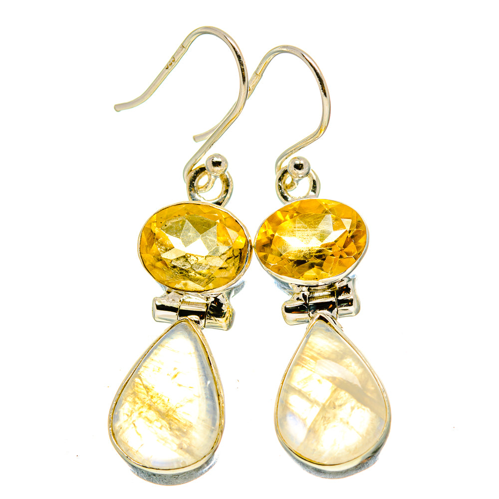 Rainbow Moonstone Earrings handcrafted by Anasilvercos - EARR413767