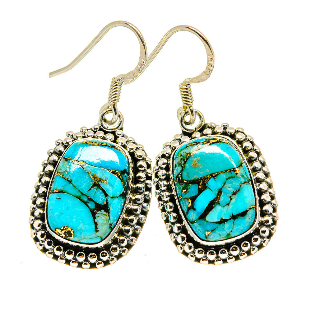 Blue Copper Composite Turquoise Earrings handcrafted by Anasilvercos - EARR413768