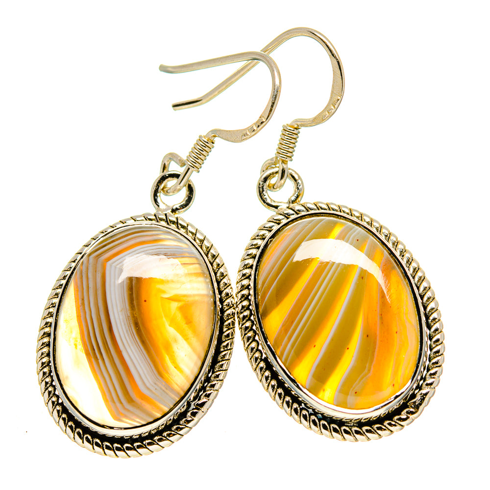 Botswana Agate Earrings handcrafted by Anasilvercos - EARR413771