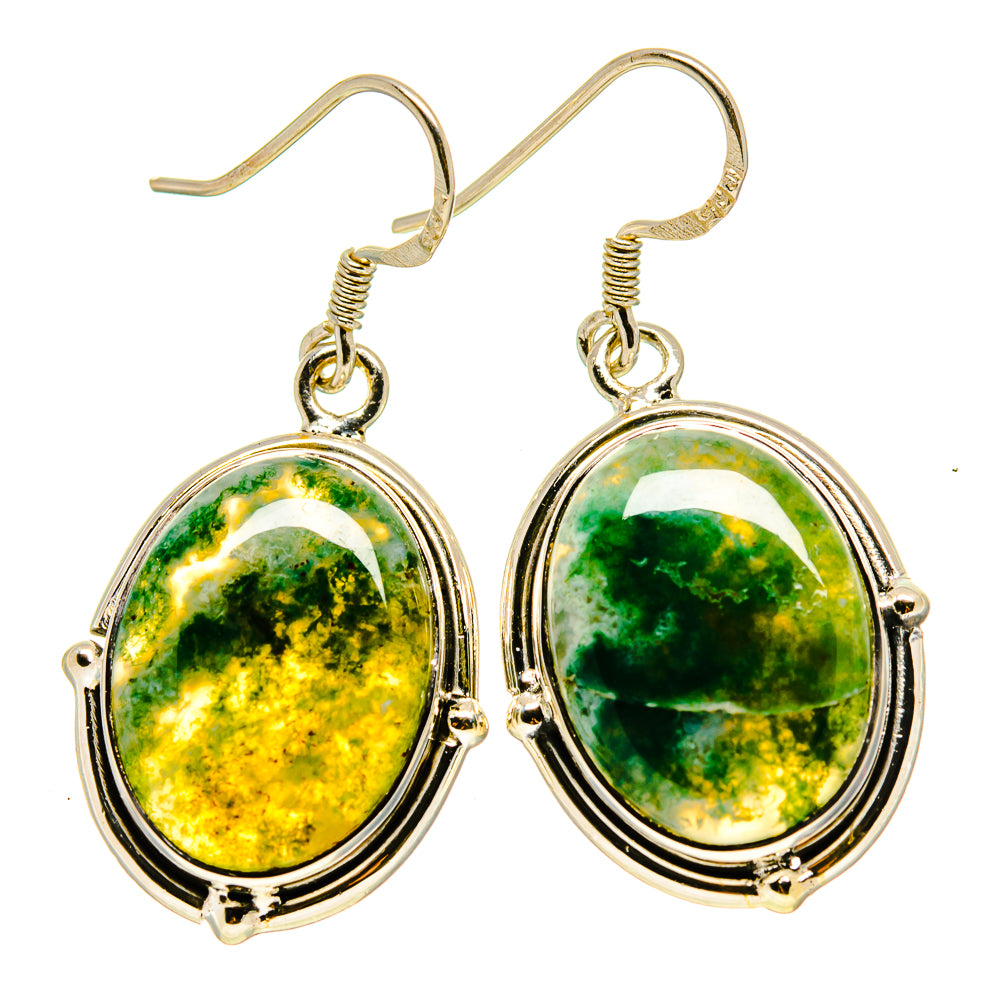 Green Moss Agate Earrings handcrafted by Anasilvercos - EARR413775