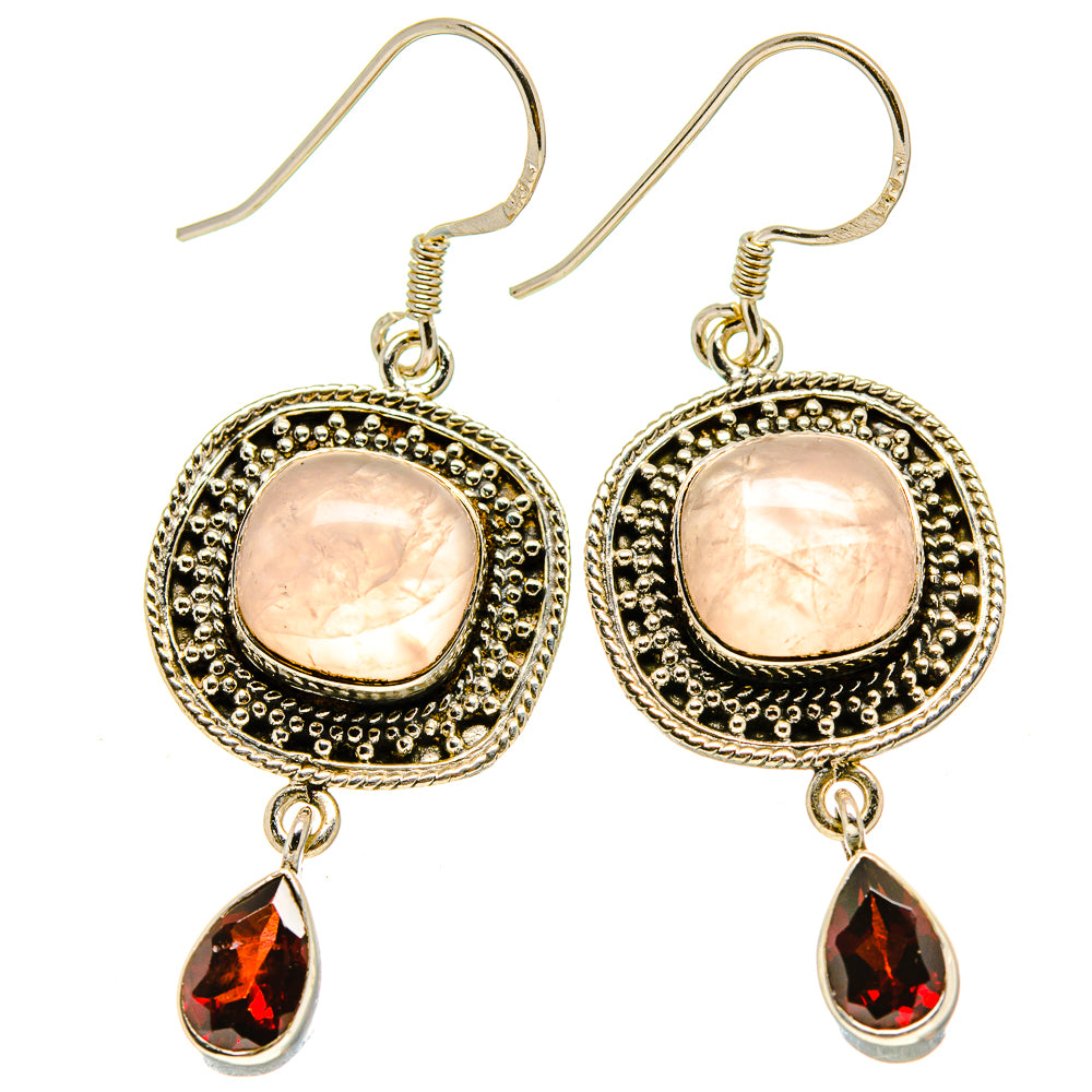 Rose Quartz Earrings handcrafted by Anasilvercos - EARR413796