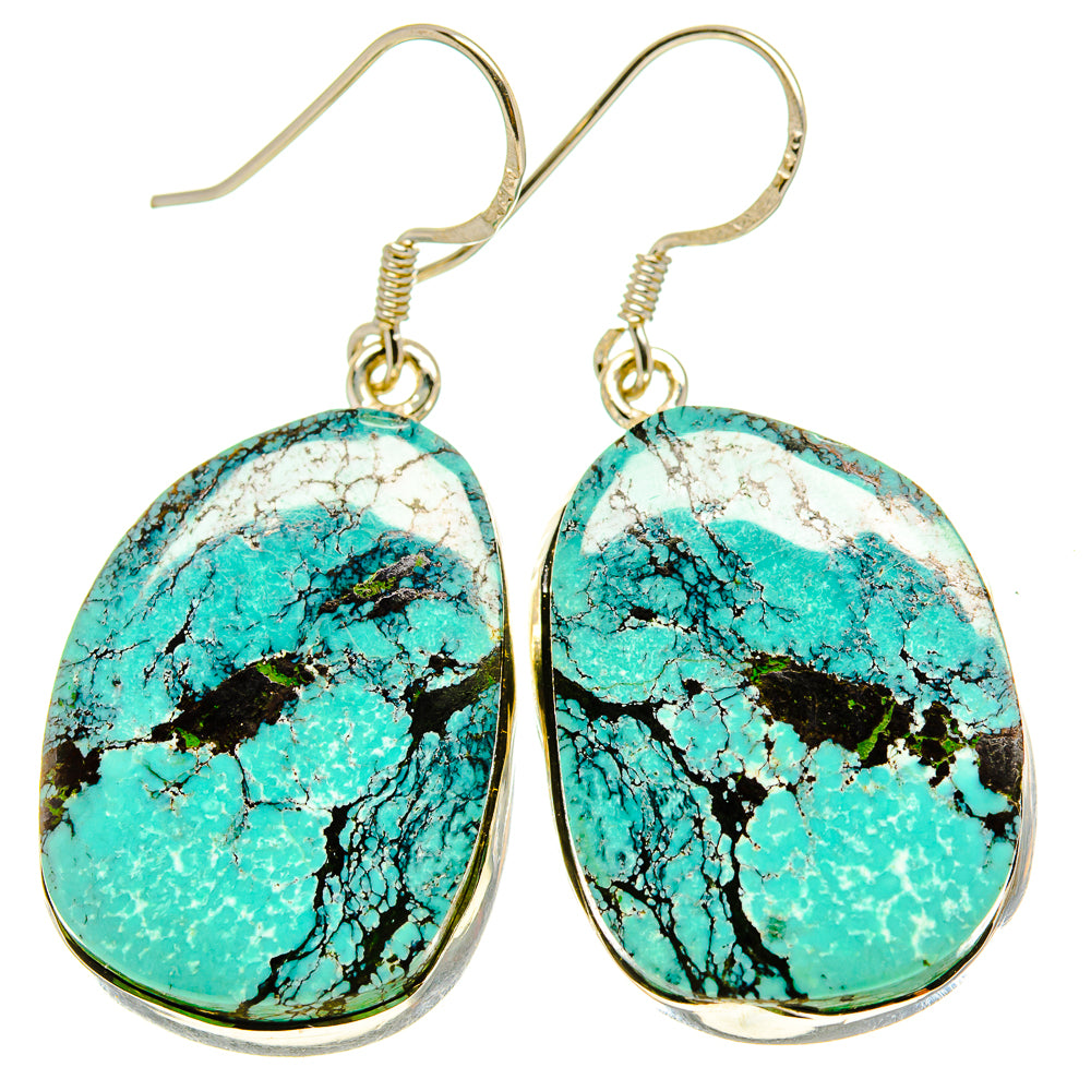 Tibetan Turquoise Earrings handcrafted by Anasilvercos - EARR413797