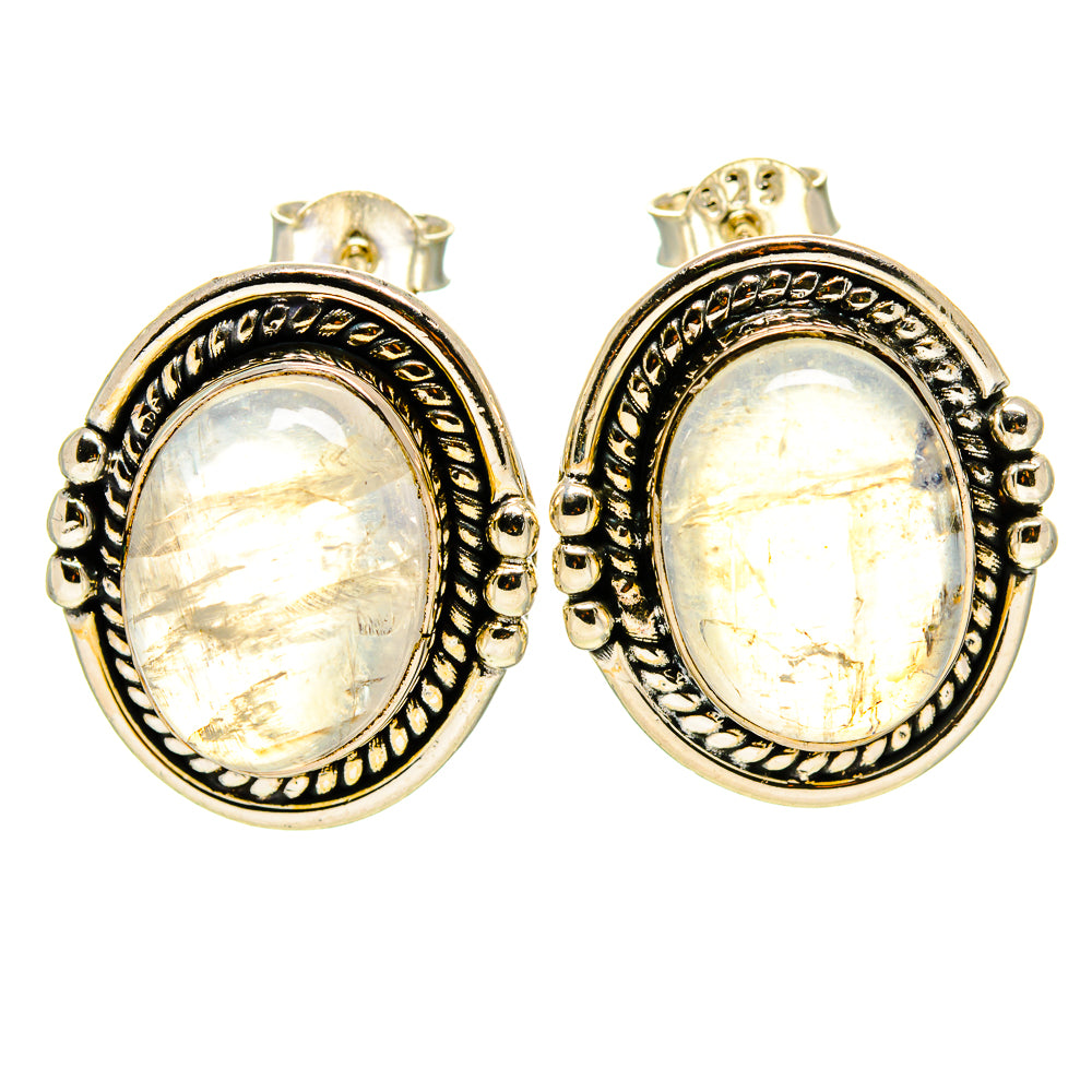 Rainbow Moonstone Earrings handcrafted by Anasilvercos - EARR413806