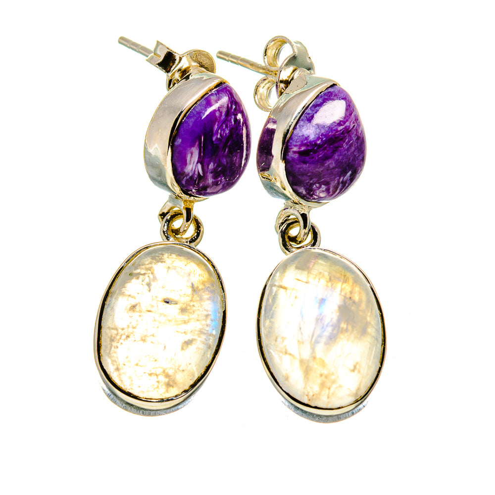 Rainbow Moonstone Earrings handcrafted by Anasilvercos - EARR413811