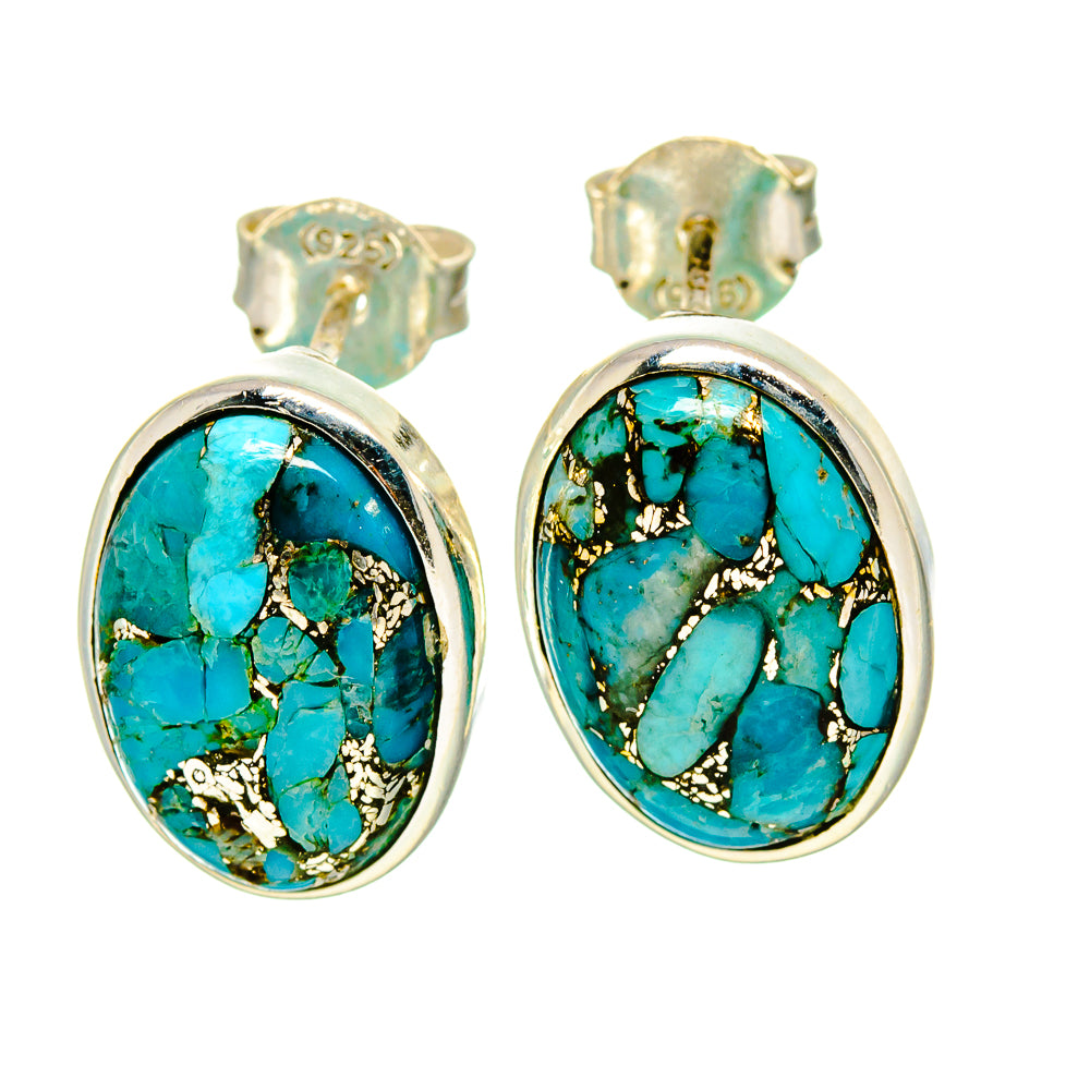 Blue Copper Composite Turquoise Earrings handcrafted by Anasilvercos - EARR413813
