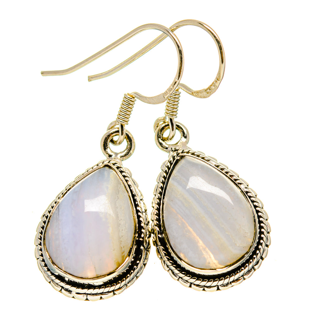 Blue Lace Agate Earrings handcrafted by Anasilvercos - EARR413835