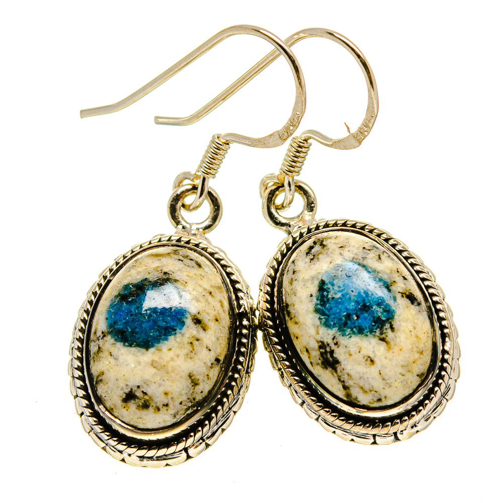K2 Blue Azurite Earrings handcrafted by Anasilvercos - EARR413847