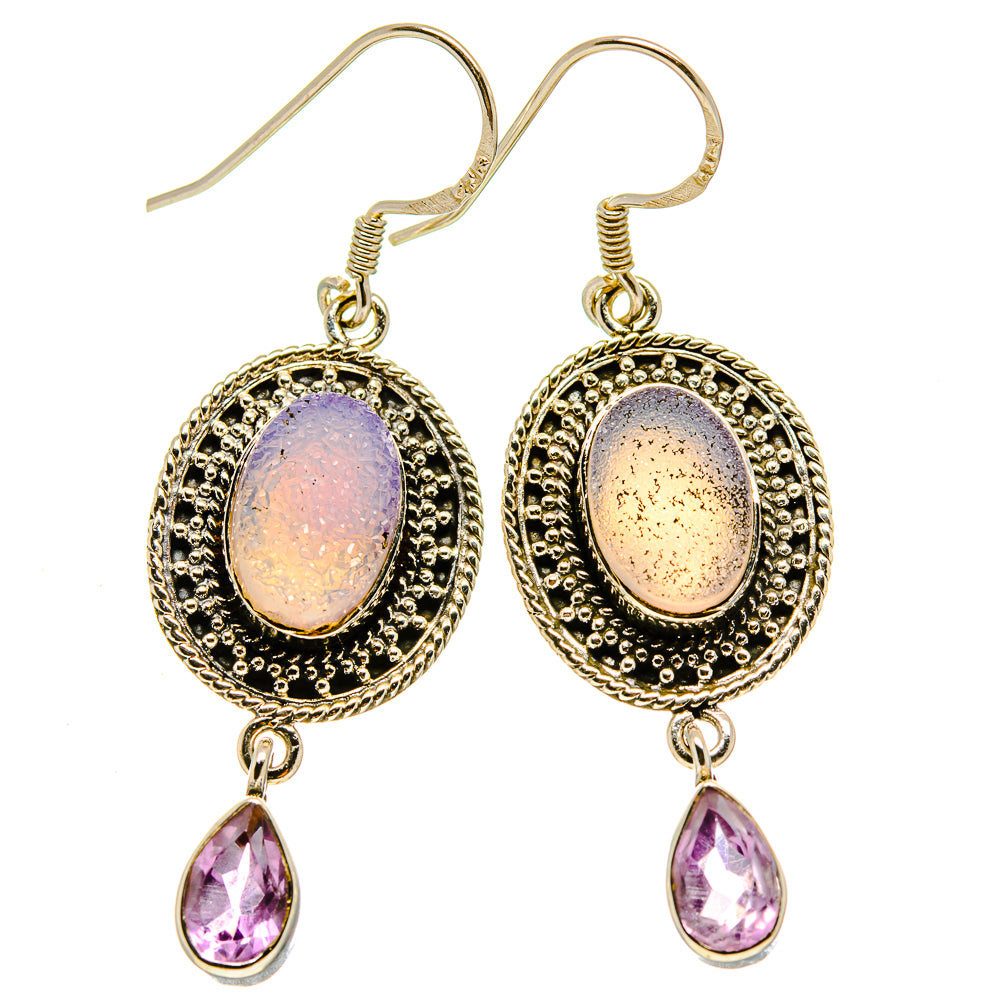 Pink Druzy Earrings handcrafted by Anasilvercos - EARR413850