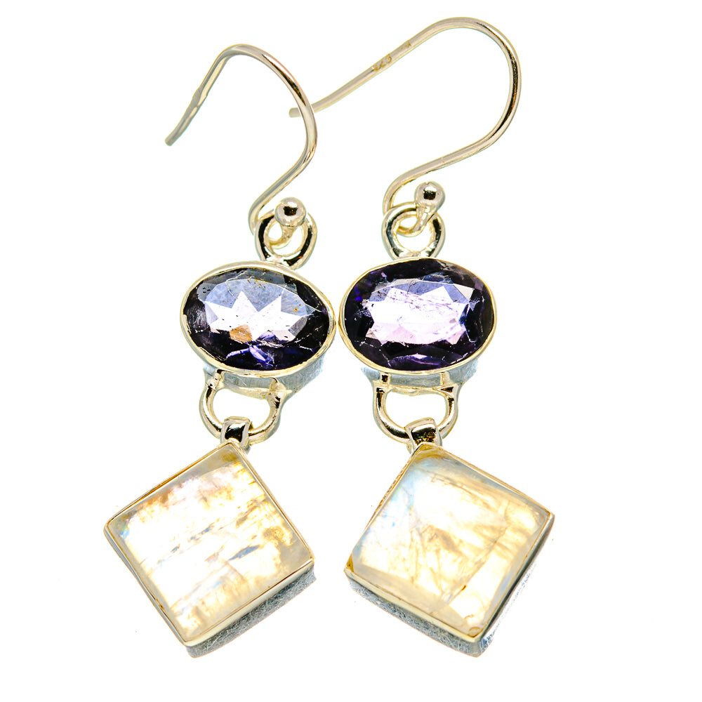 Rainbow Moonstone Earrings handcrafted by Anasilvercos - EARR413853