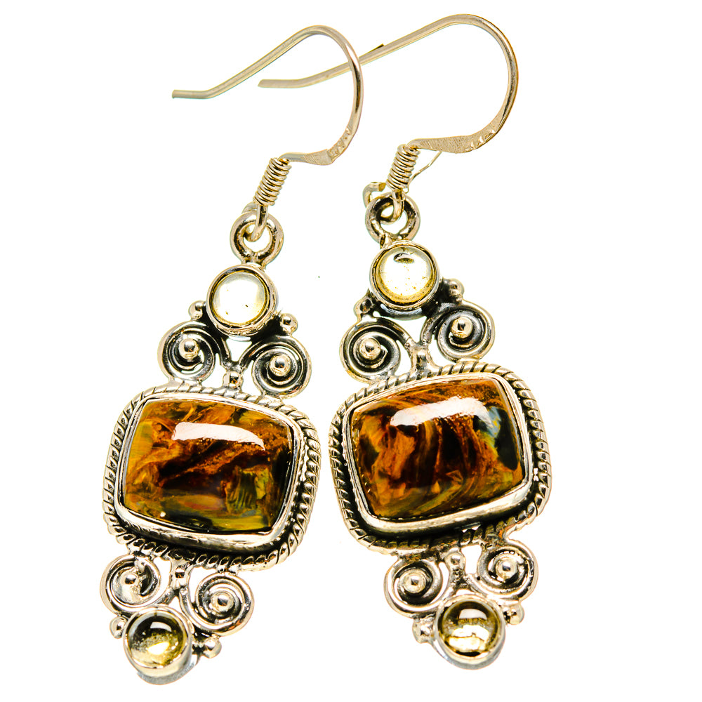 Golden Pietersite Earrings handcrafted by Anasilvercos - EARR413860