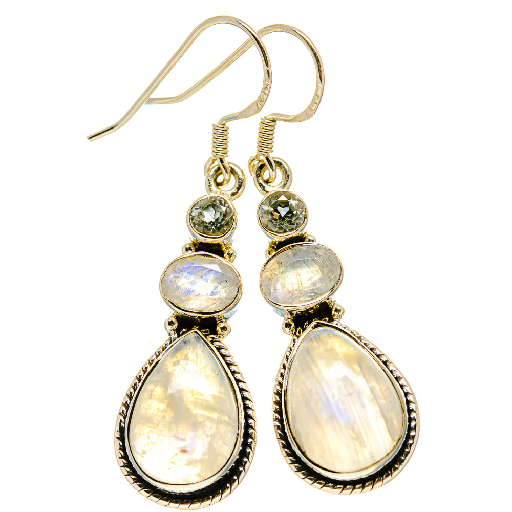 Rainbow Moonstone Earrings handcrafted by Anasilvercos - EARR413867