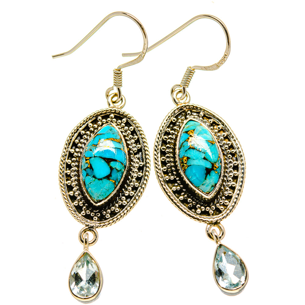 Blue Copper Composite Turquoise Earrings handcrafted by Anasilvercos - EARR413872