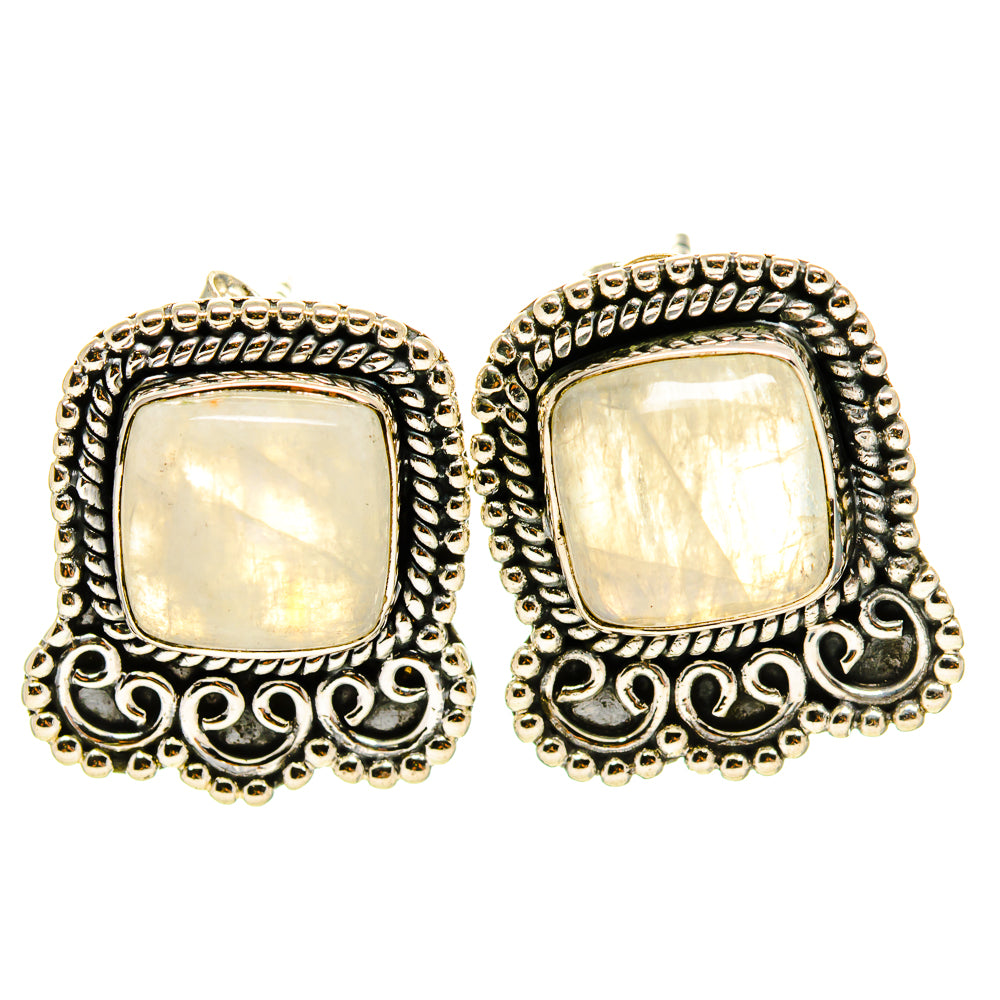 Rainbow Moonstone Earrings handcrafted by Anasilvercos - EARR413887