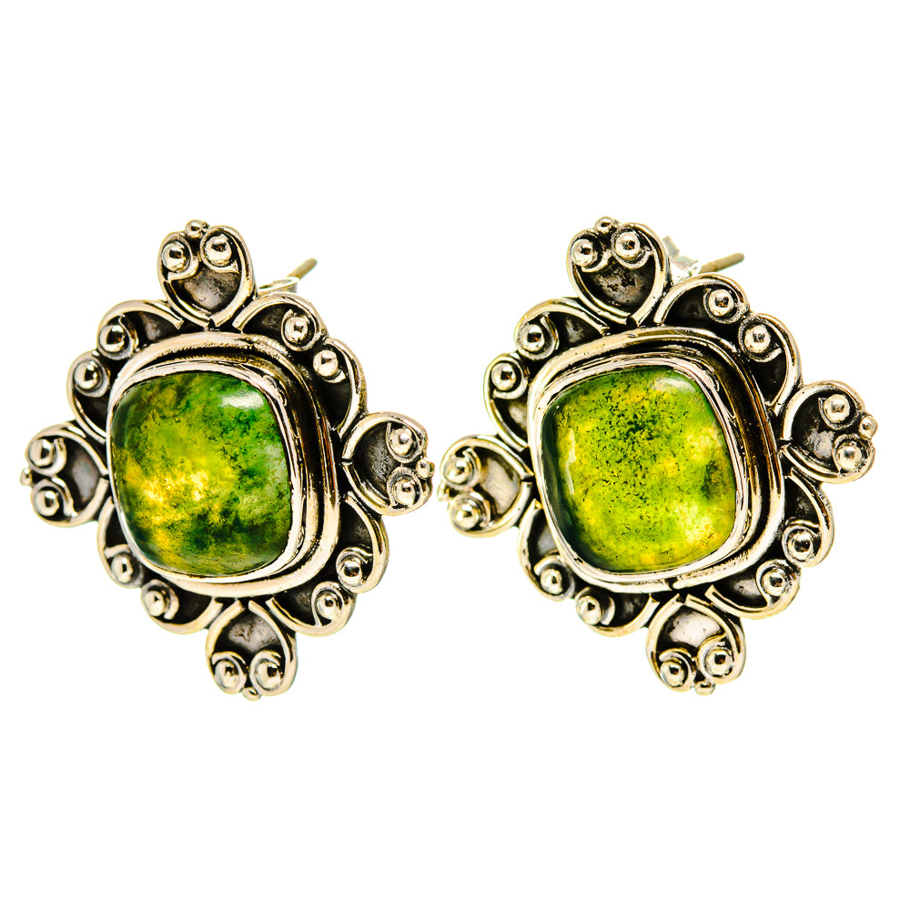 Green Moss Agate Earrings handcrafted by Anasilvercos - EARR413896