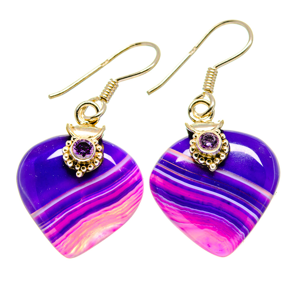 Purple Botswana Agate Earrings handcrafted by Anasilvercos - EARR413907