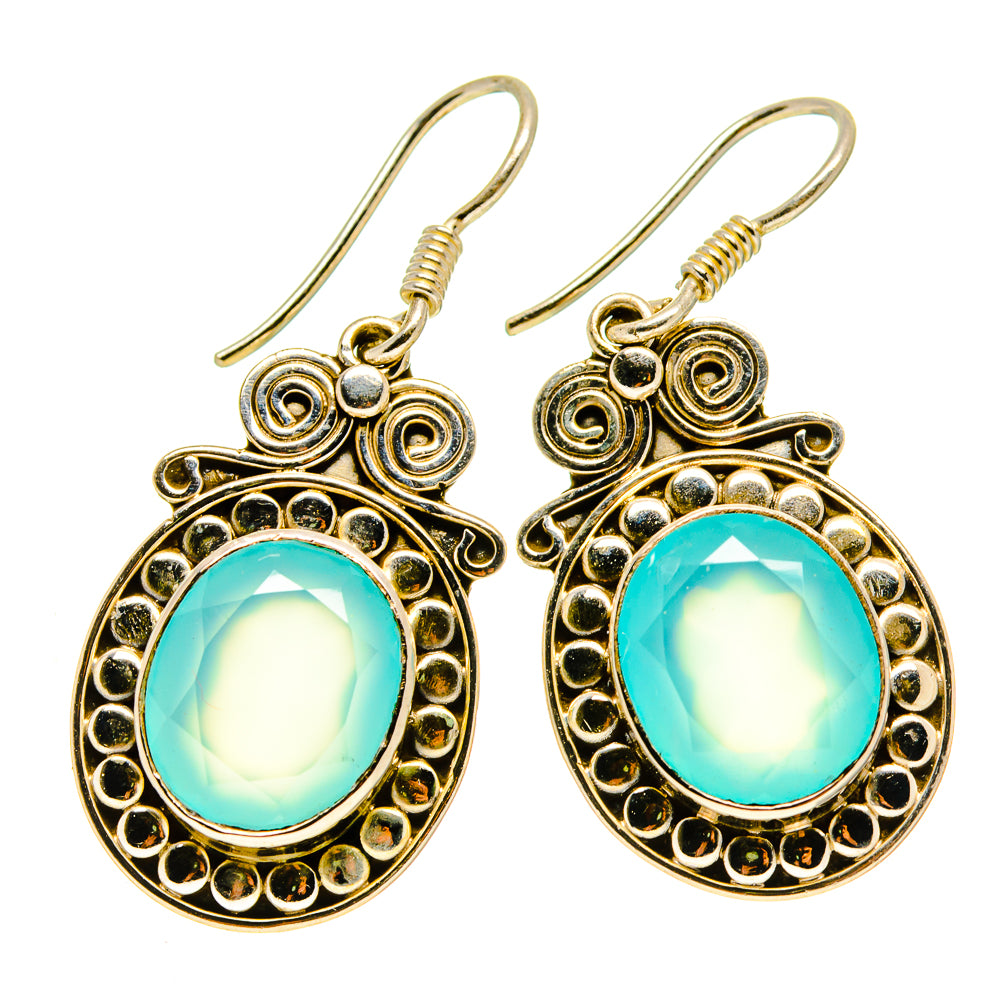 Aqua Chalcedony Earrings handcrafted by Anasilvercos - EARR413908