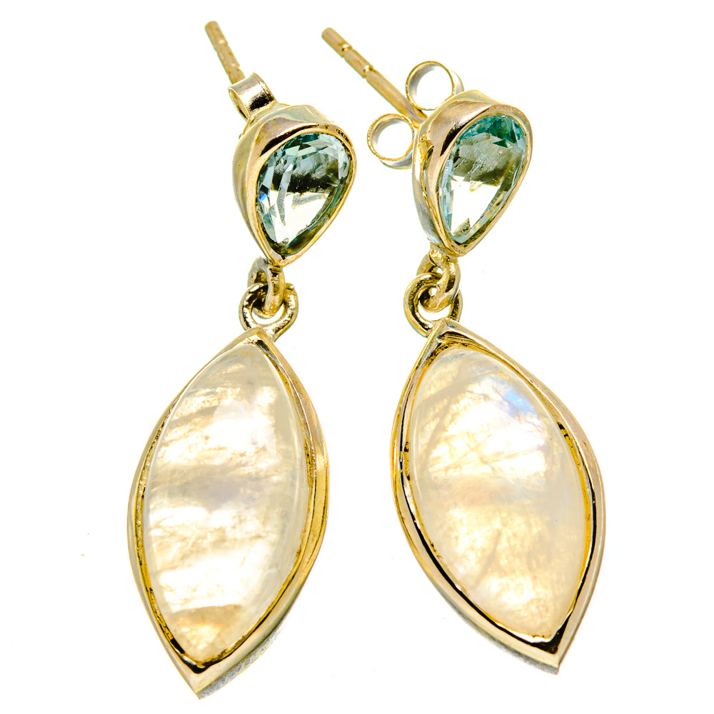 Rainbow Moonstone Earrings handcrafted by Anasilvercos - EARR413956
