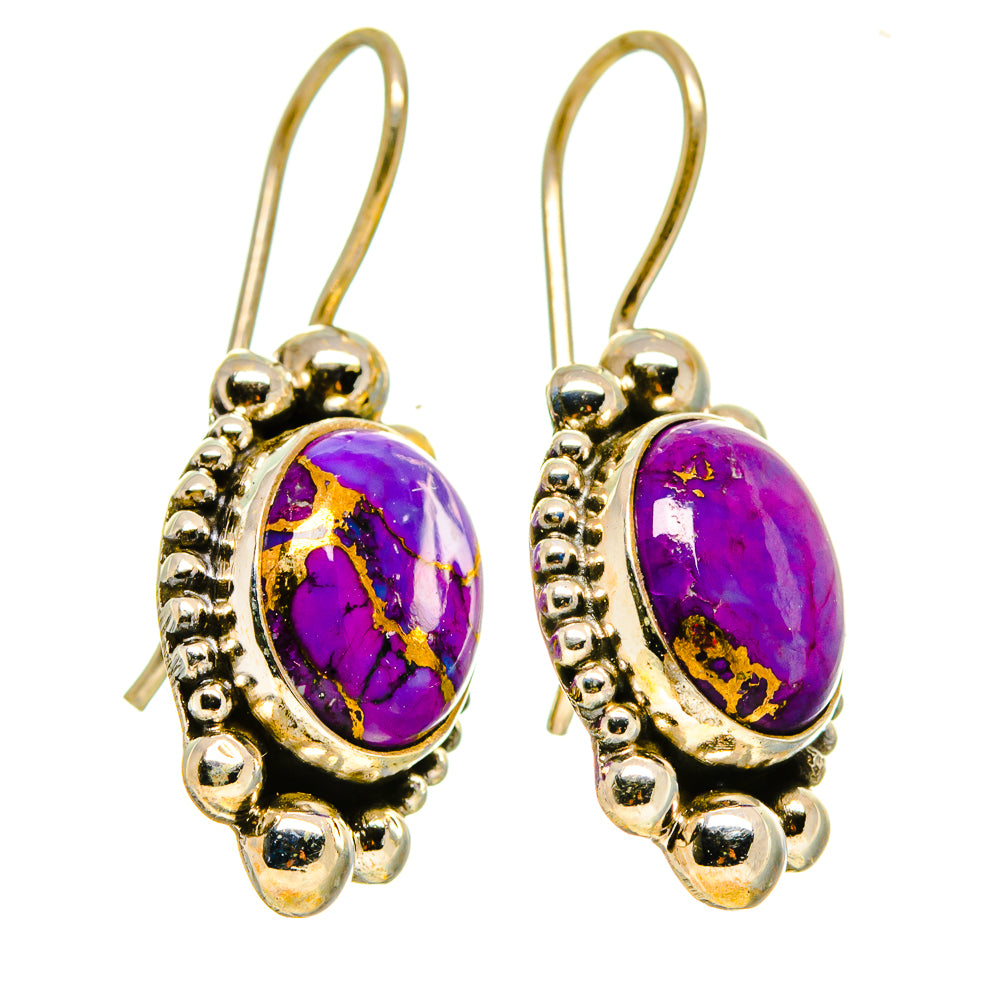 Purple Copper Composite Turquoise Earrings handcrafted by Anasilvercos - EARR413964