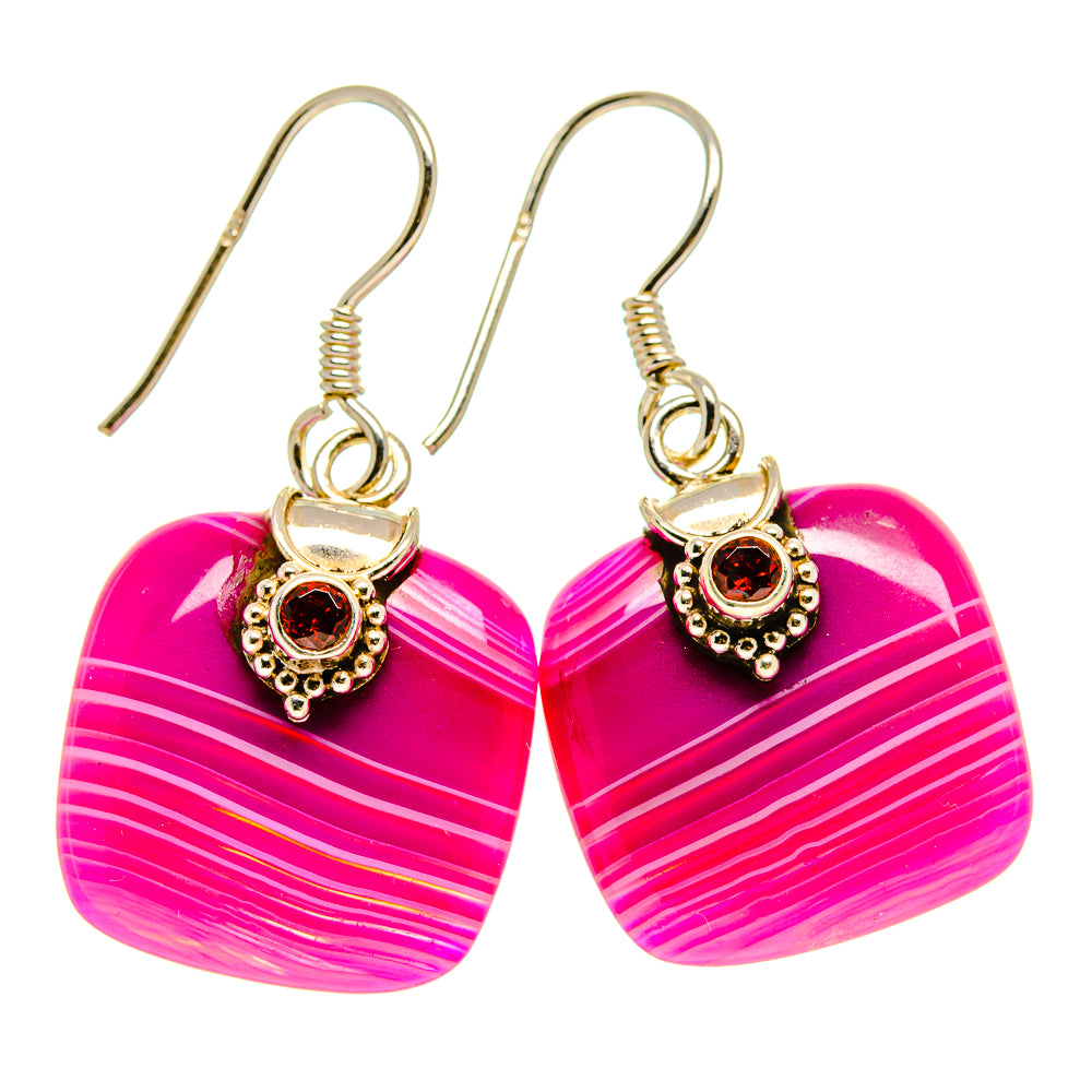 Pink Botswana Agate Earrings handcrafted by Anasilvercos - EARR414006