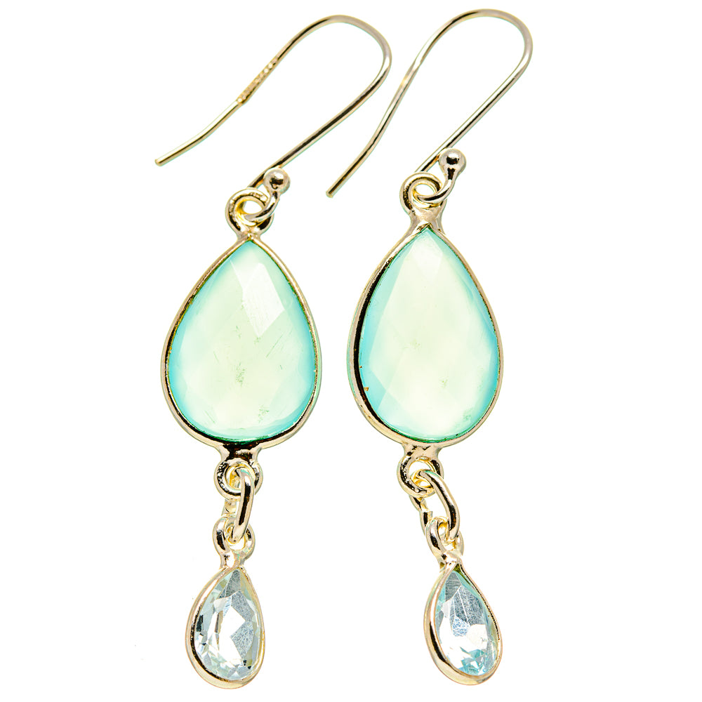 Aqua Chalcedony Earrings handcrafted by Anasilvercos - EARR414008