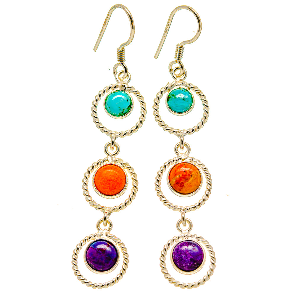 Purple Copper Composite Turquoise Earrings handcrafted by Anasilvercos - EARR414028