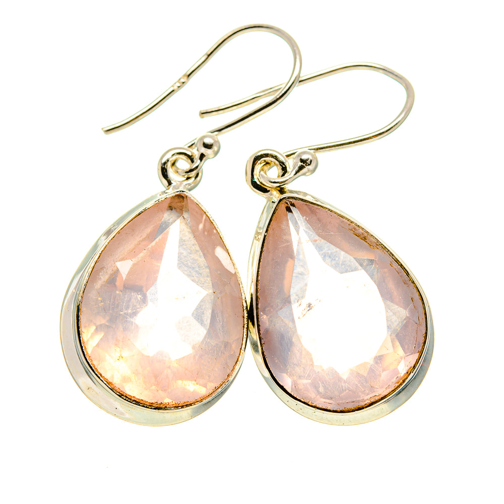 Rose Quartz Earrings handcrafted by Anasilvercos - EARR414033