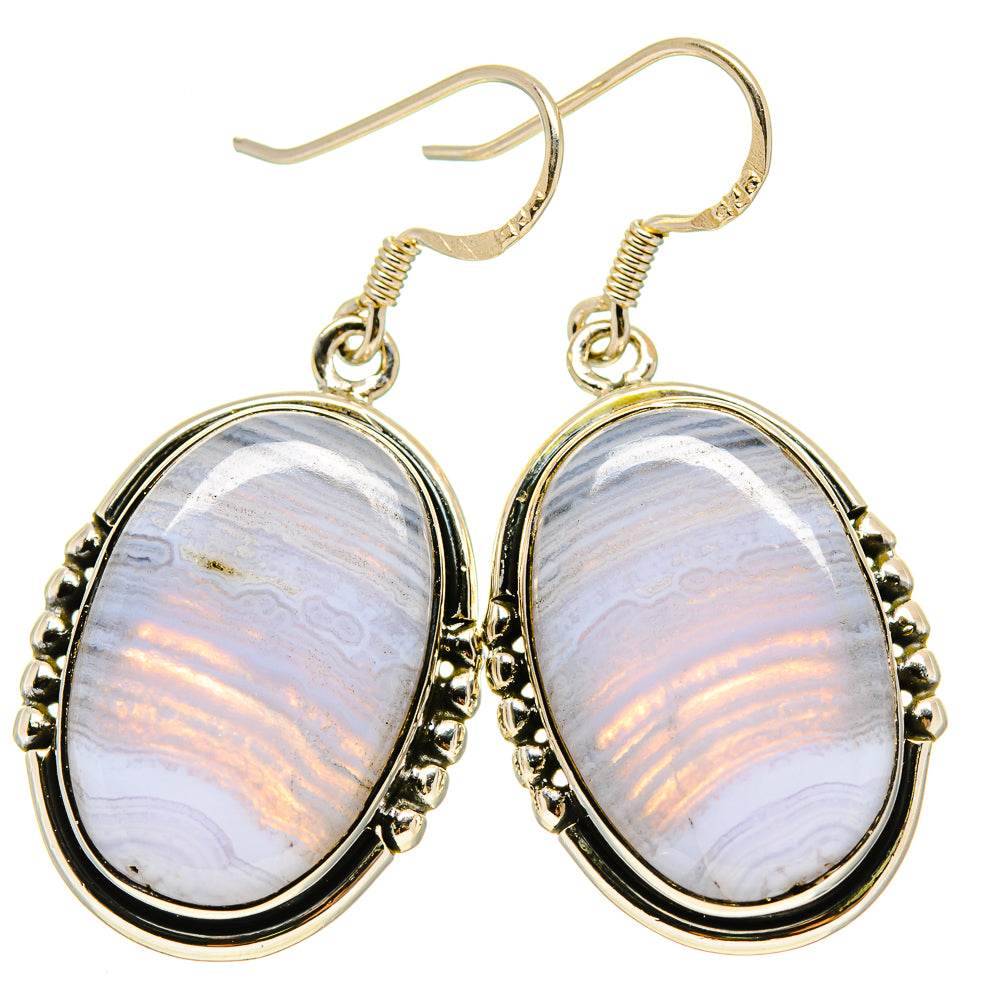 Blue Lace Agate Earrings handcrafted by Anasilvercos - EARR414042