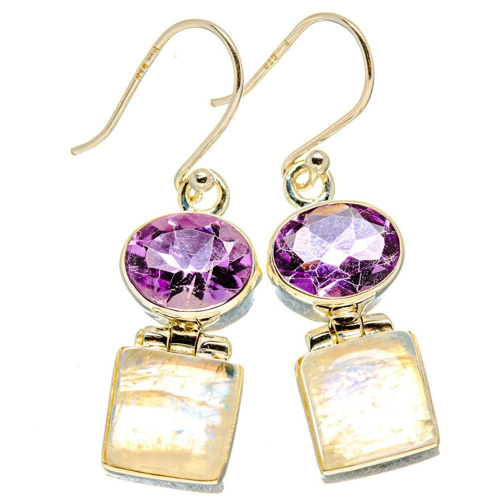 Rainbow Moonstone Earrings handcrafted by Anasilvercos - EARR414049