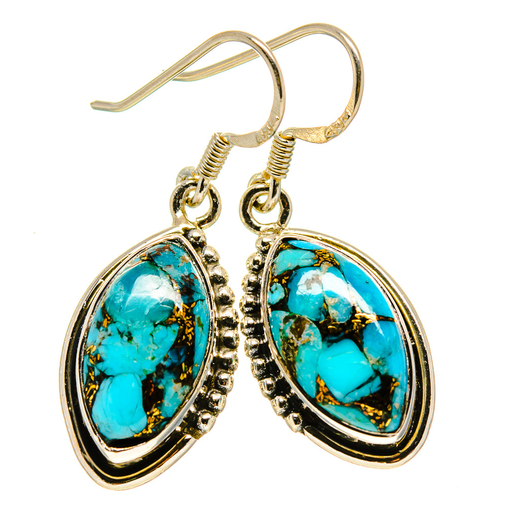 Blue Copper Composite Turquoise Earrings handcrafted by Anasilvercos - EARR414078