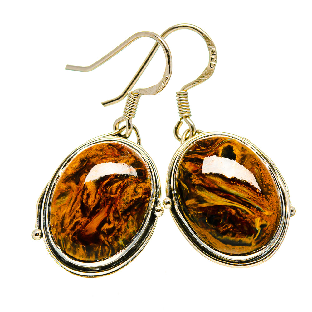 Golden Pietersite Earrings handcrafted by Anasilvercos - EARR414104
