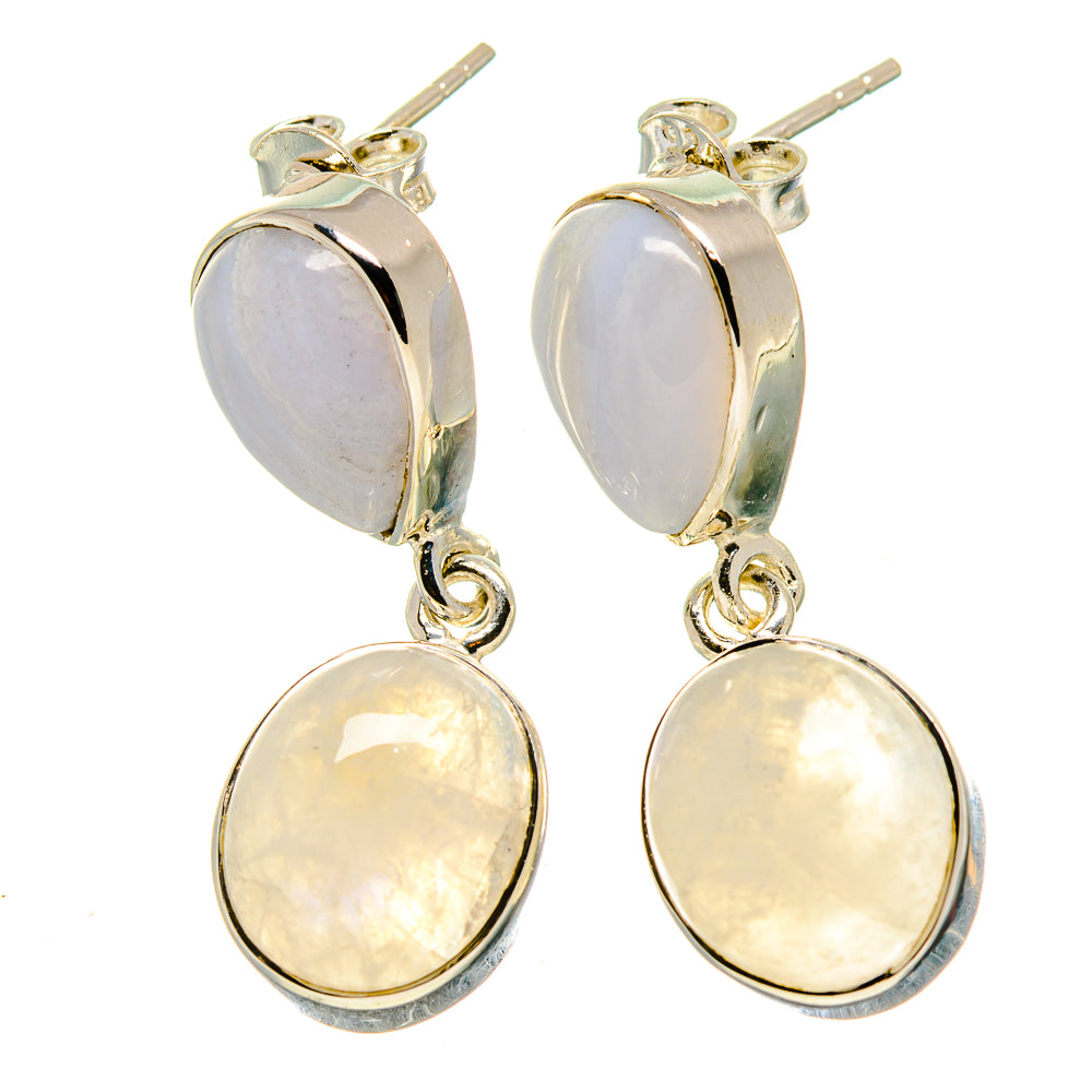 Rainbow Moonstone Earrings handcrafted by Anasilvercos - EARR414126