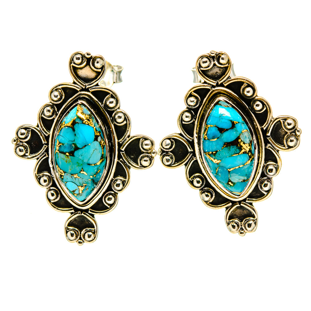 Blue Copper Composite Turquoise Earrings handcrafted by Anasilvercos - EARR414137