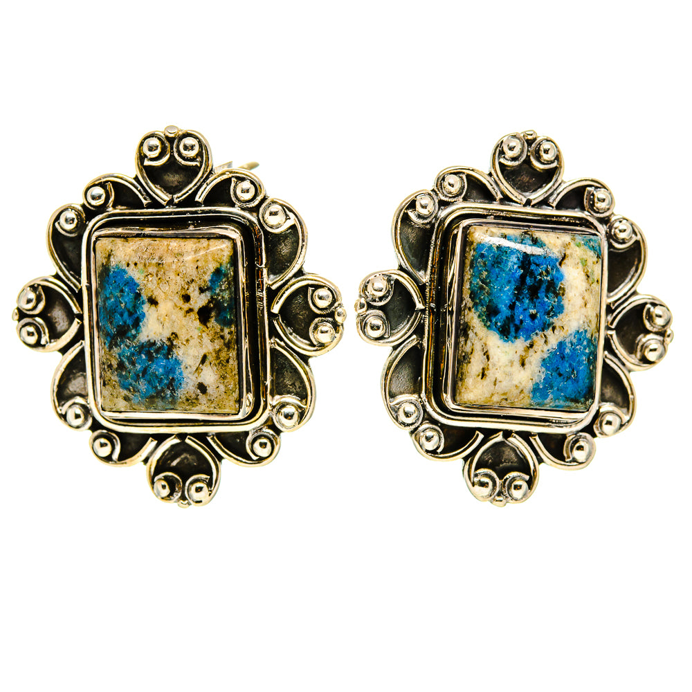K2 Blue Azurite Earrings handcrafted by Anasilvercos - EARR414142