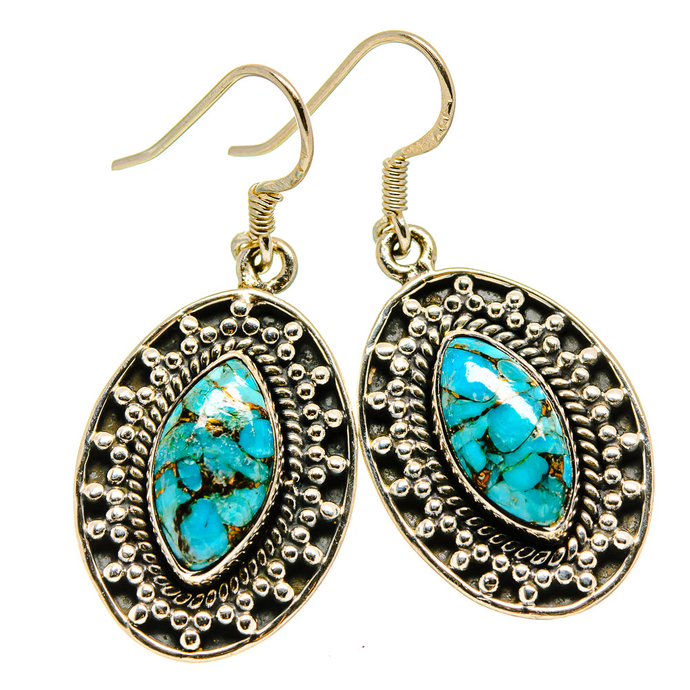 Blue Copper Composite Turquoise Earrings handcrafted by Anasilvercos - EARR414156