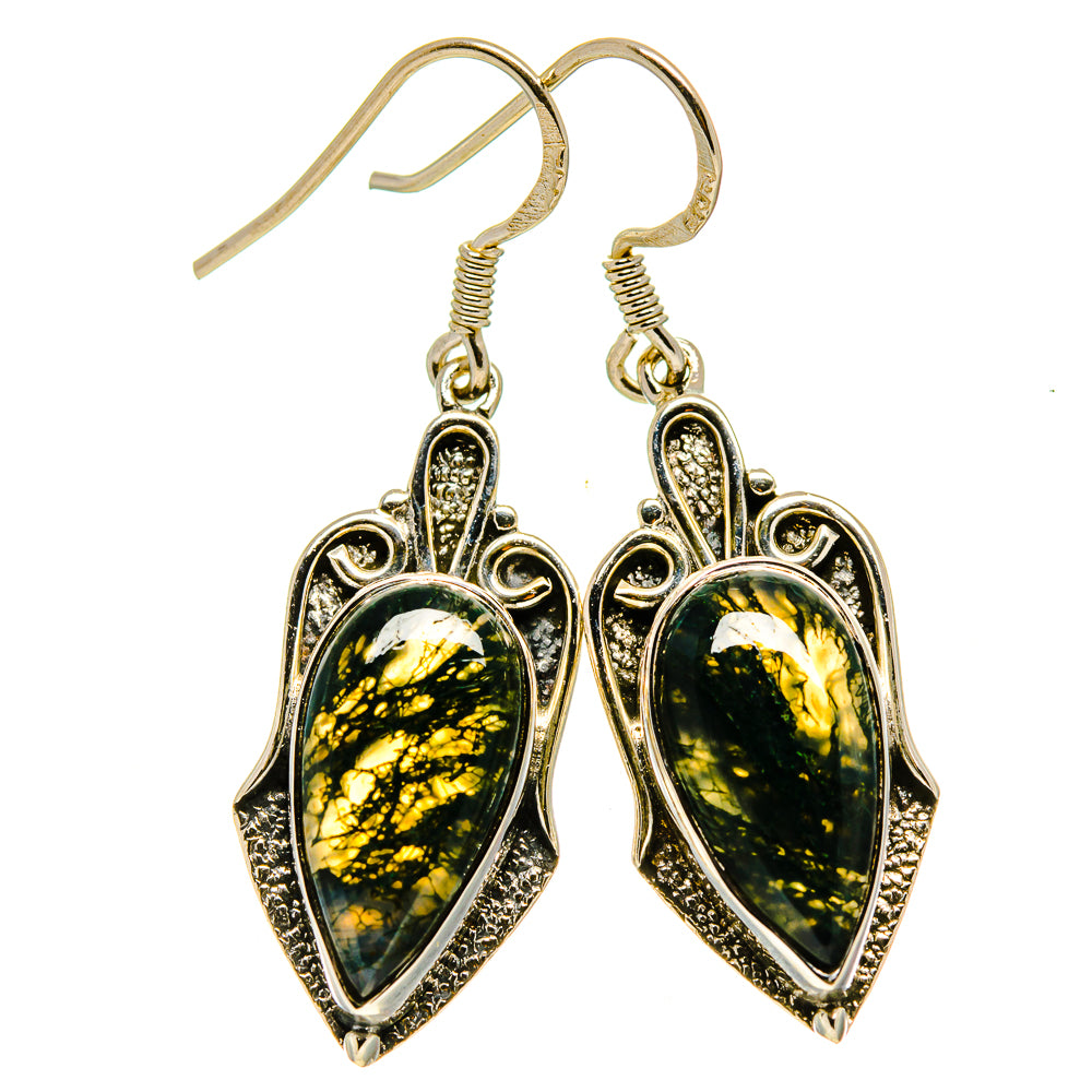 Green Moss Agate Earrings handcrafted by Anasilvercos - EARR414164