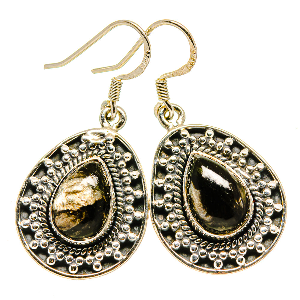 Golden Seraphinite Earrings handcrafted by Anasilvercos - EARR414169