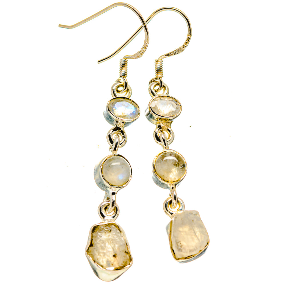Rainbow Moonstone Earrings handcrafted by Anasilvercos - EARR414179