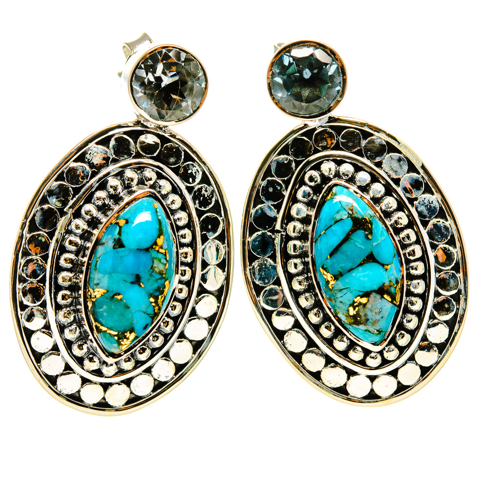 Blue Copper Composite Turquoise Earrings handcrafted by Anasilvercos - EARR414200